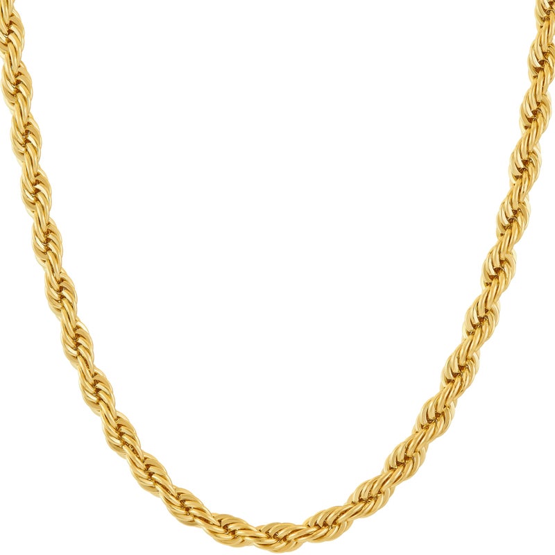 LIFETIME JEWELRY 5mm White Gold Chain for Men & Women 24k Real Gold Plated Diamond Cut Gold Rope Chain for Men & Gold Chain Necklace Women 16 to 36 Inch (18 inches, Gold) - Image 1